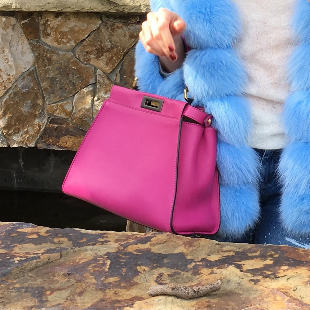 Magenta Fendi peekaboo leather satchel bag - Picture 2 of 8